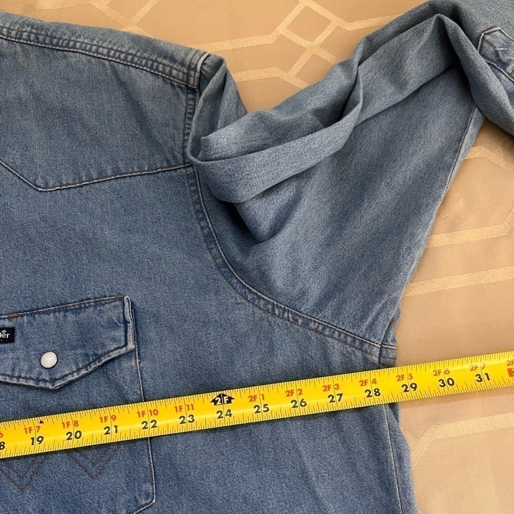 Wrangler Men Authentic Western Work Shirt Cowboy Cut Pearl Snap Classic Fit XXL - Picture 6 of 8